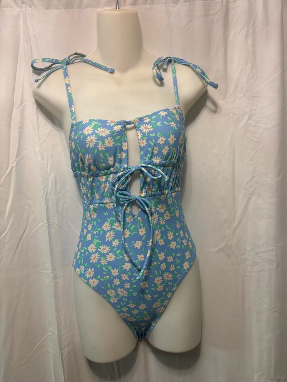 Target Blue Floral Tie-Front One-Piece Swimsuit
